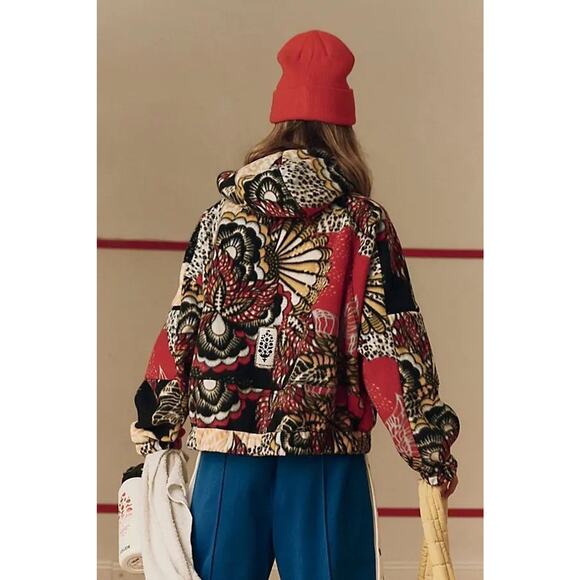 $198! FREE PEOPLE Wild And Free Printed Fleece Pullover Wildflower Retro Combo M - Picture 3 of 5